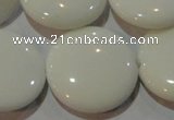 CAG3450 15.5 inches 30mm flat round white agate gemstone beads