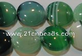 CAG3455 15.5 inches 18mm flat round green line agate beads