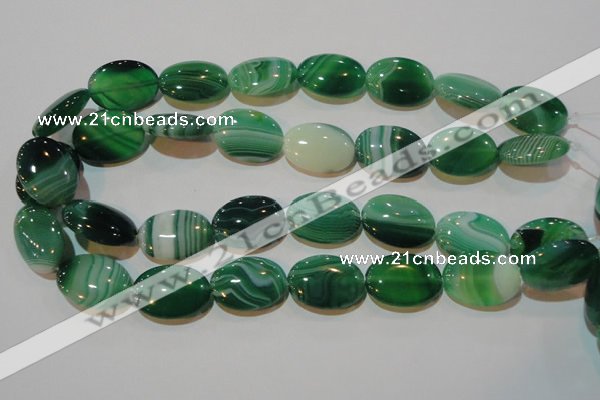 CAG3463 15.5 inches 18*25mm oval green line agate beads