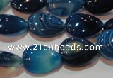 CAG3470 15.5 inches 13*18mm flat teardrop blue line agate beads