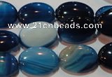 CAG3480 15.5 inches 13*18mm oval blue line agate beads