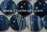 CAG3490 15.5 inches 20mm flat round blue line agate beads