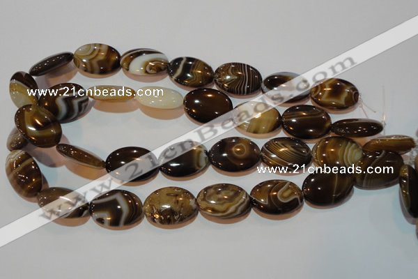 CAG3496 15.5 inches 18*25mm oval brown line agate beads