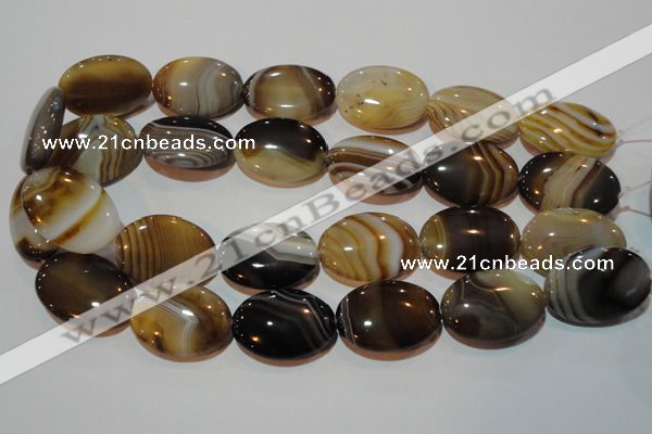 CAG3498 15.5 inches 22*30mm oval brown line agate beads