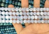 CAG3582 15.5 inches 6mm round matte blue lace agate beads