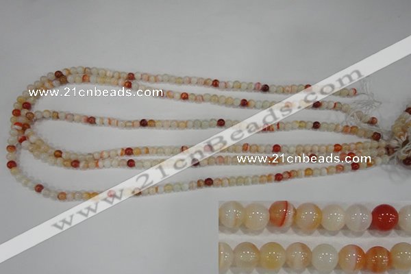 CAG3585 15.5 inches 4mm round red line agate beads wholesale