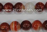 CAG3589 15.5 inches 12mm round red line agate beads wholesale