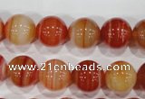 CAG3590 15.5 inches 14mm round red line agate beads wholesale