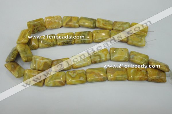 CAG3624 15.5 inches 18*25mm rectangle yellow crazy lace agate beads