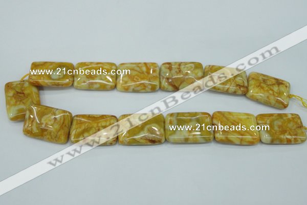 CAG3625 15.5 inches 22*30mm rectangle yellow crazy lace agate beads