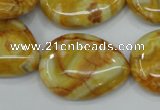 CAG3630 15.5 inches 22*30mm flat teardrop yellow crazy lace agate beads