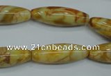 CAG3633 15.5 inches 10*30mm rice yellow crazy lace agate beads