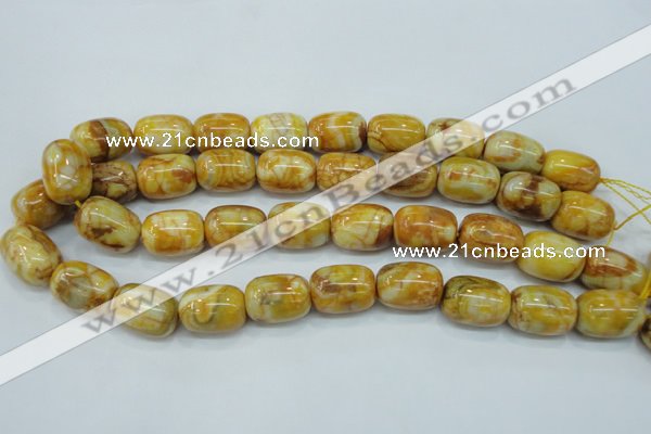 CAG3638 15.5 inches 15*20mm drum yellow crazy lace agate beads