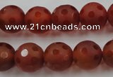 CAG3664 15.5 inches 14mm carved round matte red agate beads