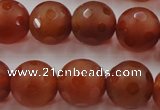 CAG3665 15.5 inches 16mm carved round matte red agate beads