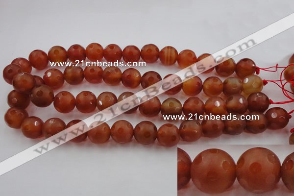 CAG3665 15.5 inches 16mm carved round matte red agate beads