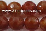 CAG3666 15.5 inches 18mm carved round matte red agate beads