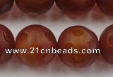 CAG3667 15.5 inches 20mm carved round matte red agate beads