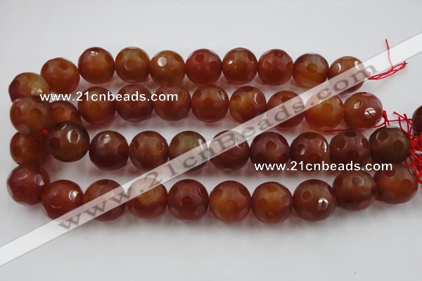 CAG3667 15.5 inches 20mm carved round matte red agate beads