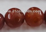 CAG3669 15.5 inches 24mm carved round matte red agate beads