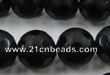 CAG3677 15.5 inches 20mm carved round matte black agate beads