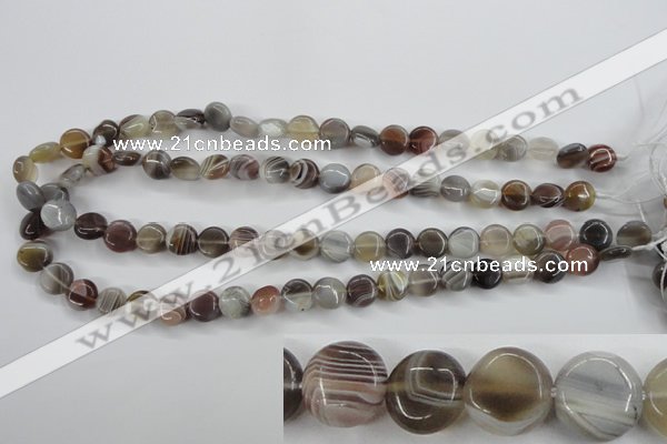 CAG3712 15.5 inches 10mm flat round botswana agate beads wholesale