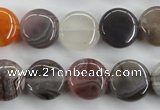 CAG3714 15.5 inches 14mm flat round botswana agate beads wholesale