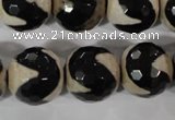 CAG3845 15.5 inches 16mm faceted round tibetan agate beads wholesale