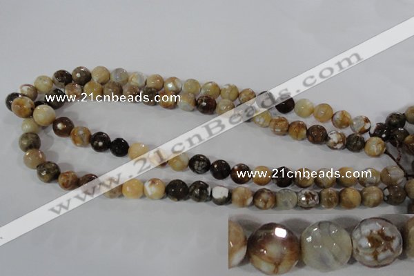 CAG3862 15.5 inches 8mm faceted round fire crackle agate beads