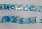 CAG3872 15.5 inches 8mm faceted round fire crackle agate beads