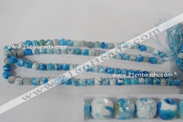 CAG3872 15.5 inches 8mm faceted round fire crackle agate beads