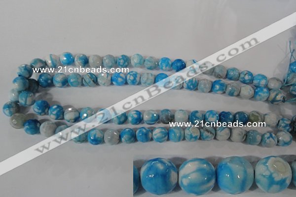 CAG3873 15.5 inches 10mm faceted round fire crackle agate beads