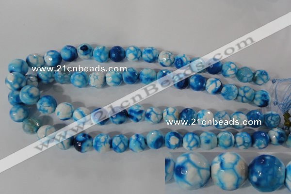 CAG3874 15.5 inches 12mm faceted round fire crackle agate beads