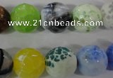 CAG3880 15.5 inches 14mm faceted round fire crackle agate beads