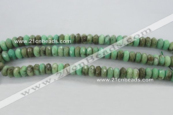 CAG3913 15.5 inches 5*10mm faceted rondelle green grass agate beads