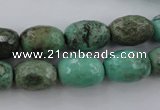 CAG3919 15.5 inches 10*14mm faceted rice green grass agate beads