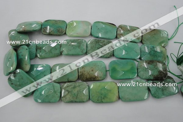 CAG3938 15.5 inches 22*30mm faceted rectangle green grass agate beads