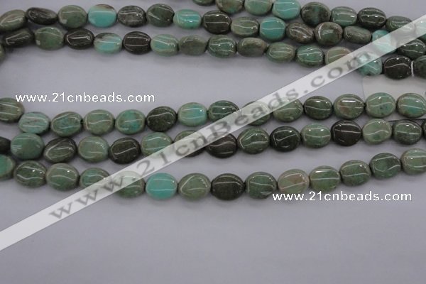 CAG3942 15.5 inches 8*10mm oval green grass agate beads