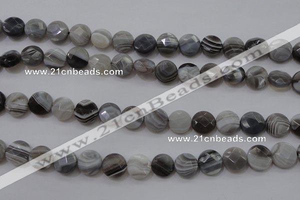 CAG3960 15.5 inches 10mm faceted coin grey botswana agate beads