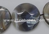 CAG3968 15.5 inches 30mm faceted coin grey botswana agate beads