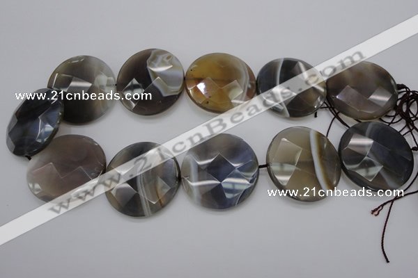 CAG3968 15.5 inches 30mm faceted coin grey botswana agate beads