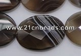 CAG3976 15.5 inches 22*30mm faceted oval grey botswana agate beads