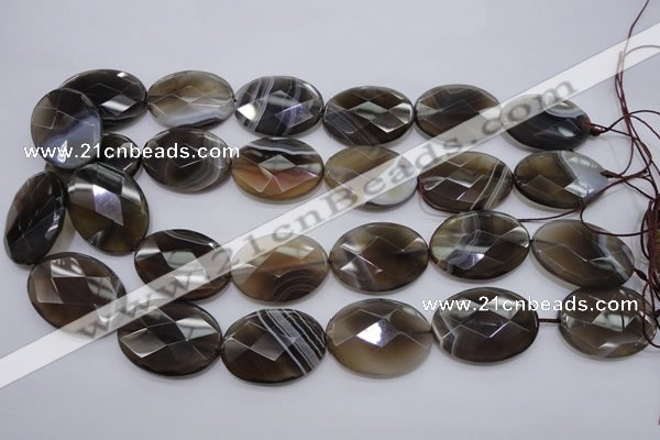 CAG3976 15.5 inches 22*30mm faceted oval grey botswana agate beads