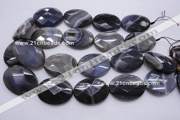 CAG3978 15.5 inches 30*40mm faceted oval grey botswana agate beads