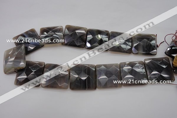 CAG3985 15.5 inches 30*30mm faceted square grey botswana agate beads