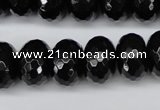 CAG3997 15.5 inches 12*16mm faceted rondelle black agate beads