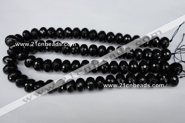 CAG3997 15.5 inches 12*16mm faceted rondelle black agate beads