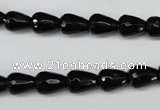 CAG4000 15.5 inches 8*10mm faceted teardrop black agate beads