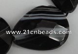 CAG4031 15.5 inches 20*30mm faceted flat teardrop black agate beads