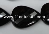 CAG4035 15.5 inches 22*30mm faceted & twisted teardrop black agate beads